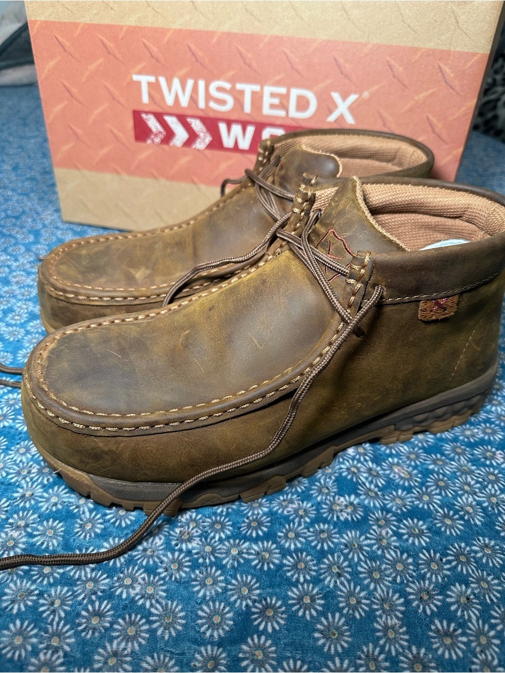 Twisted X Brown Leather Ankle Work Booties - Picture 2 of 5